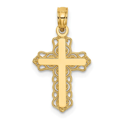 10K Gelbgold Knospend Kreuz Charm