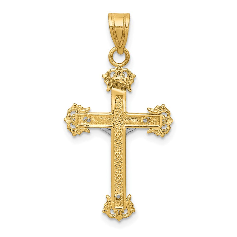 10K Bicolor 10K Diamantiert Kruzifix Anhänger
