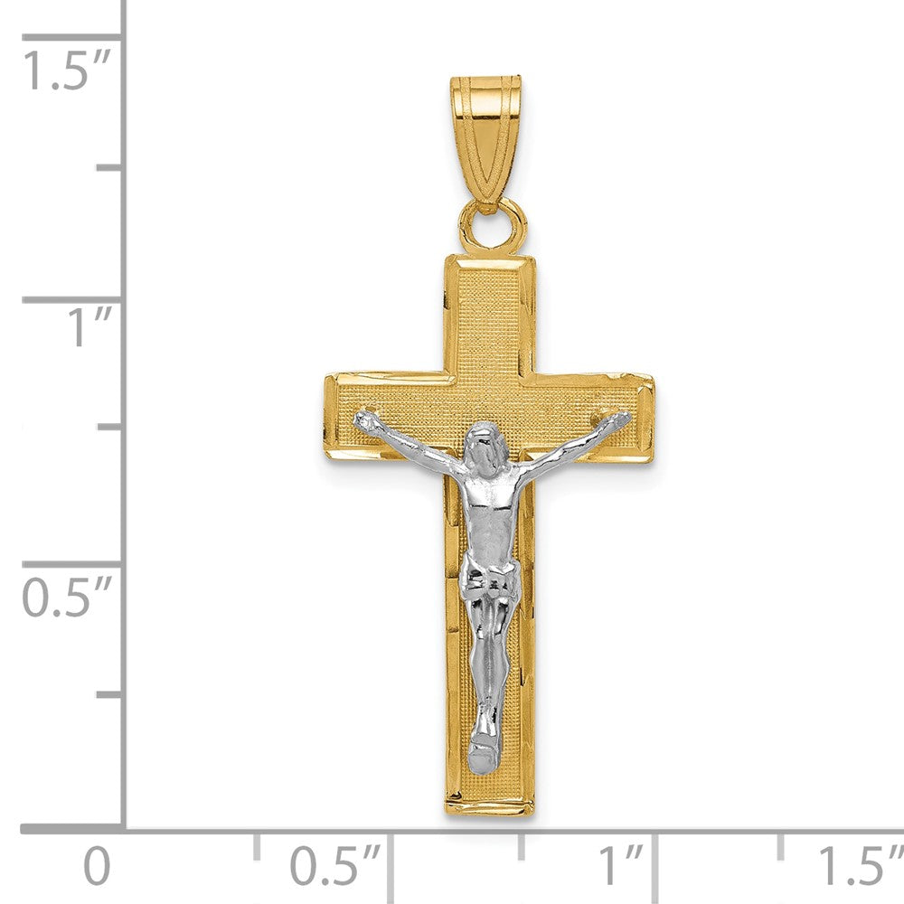 10K Bicolor 10K Diamantiert Kruzifix Anhänger