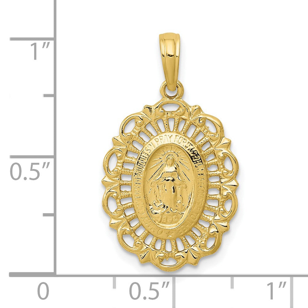 10K Gelbgold Oval Wundertätig Medaille Anhänger