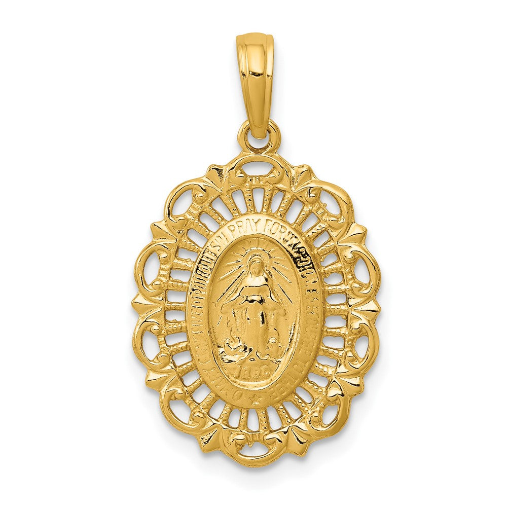 10K Gelbgold Oval Wundertätig Medaille Anhänger