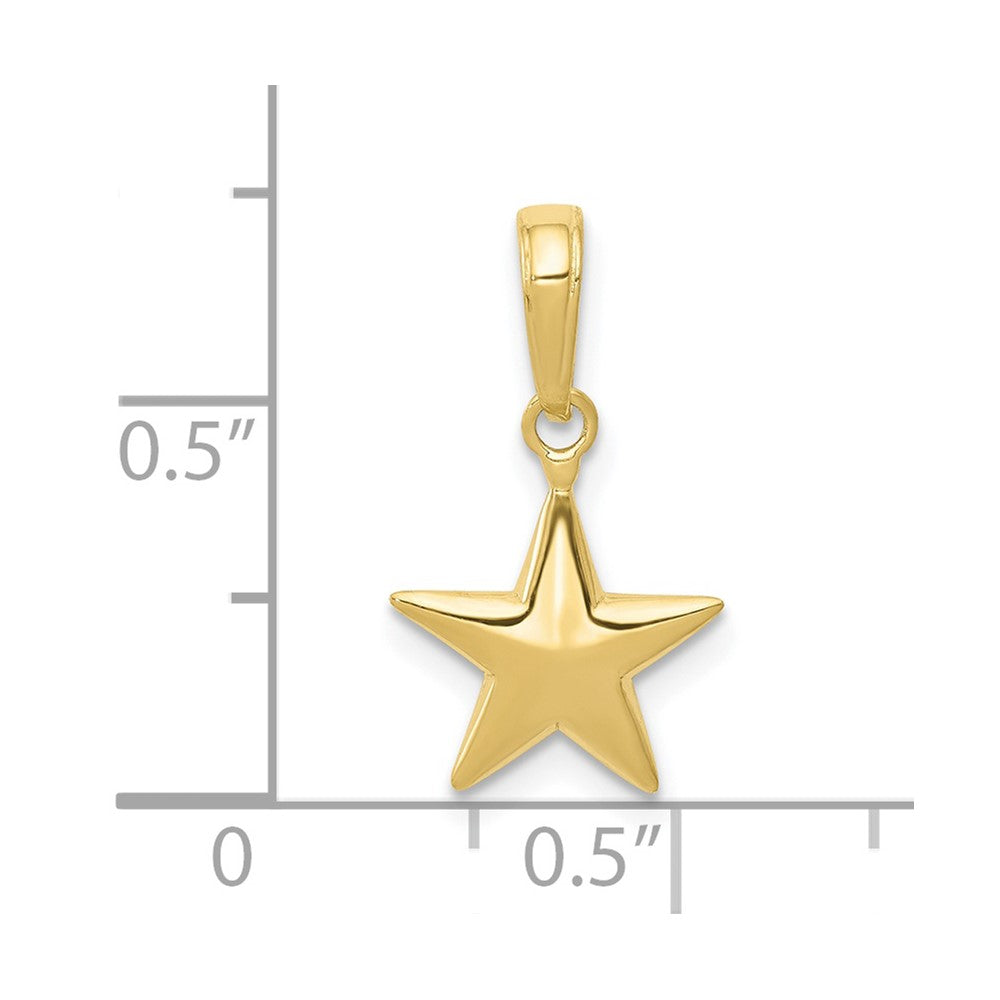 10K Gelbgold Klein Poliert 3-d Stern Charm
