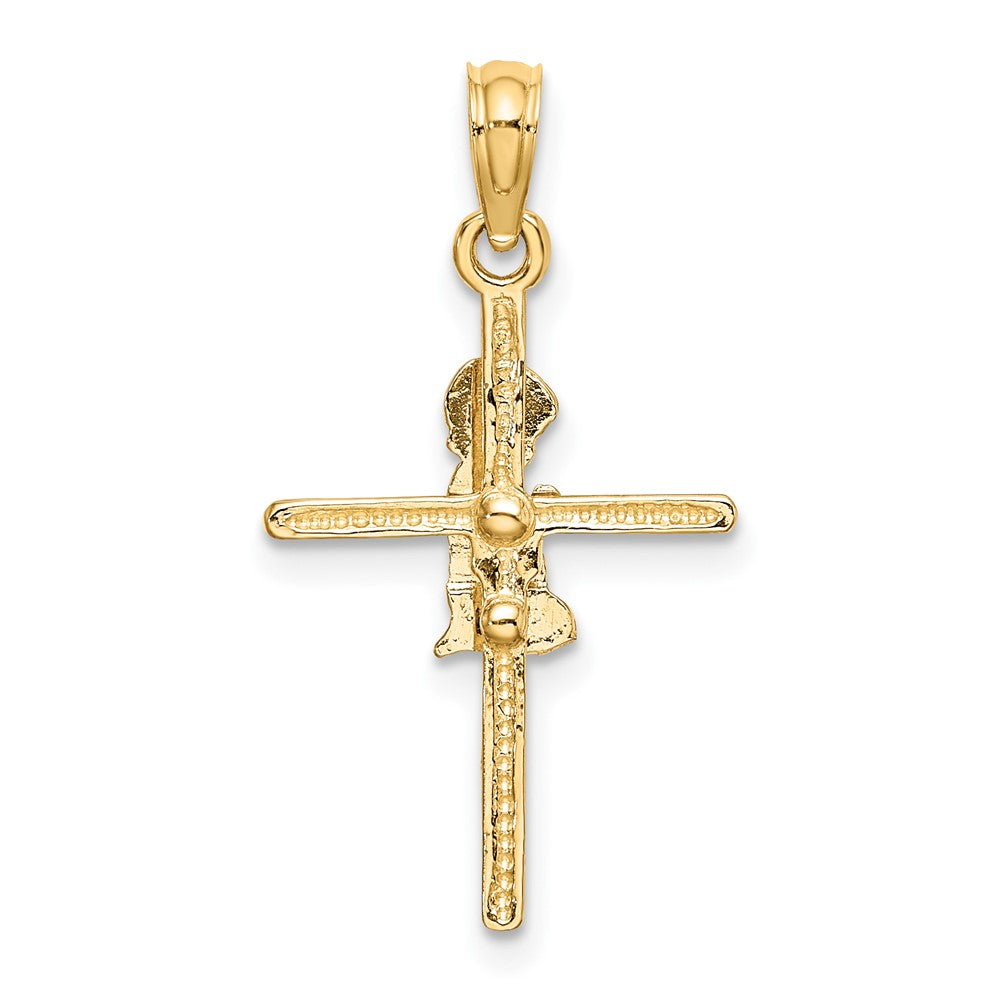 10K Gelbgold Betend Junge Kreuz Charm