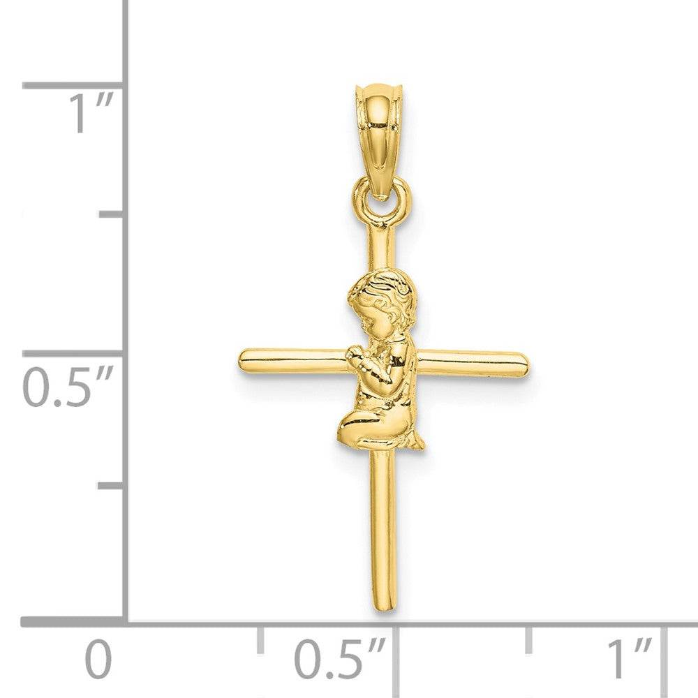 10K Gelbgold Betend Junge Kreuz Charm