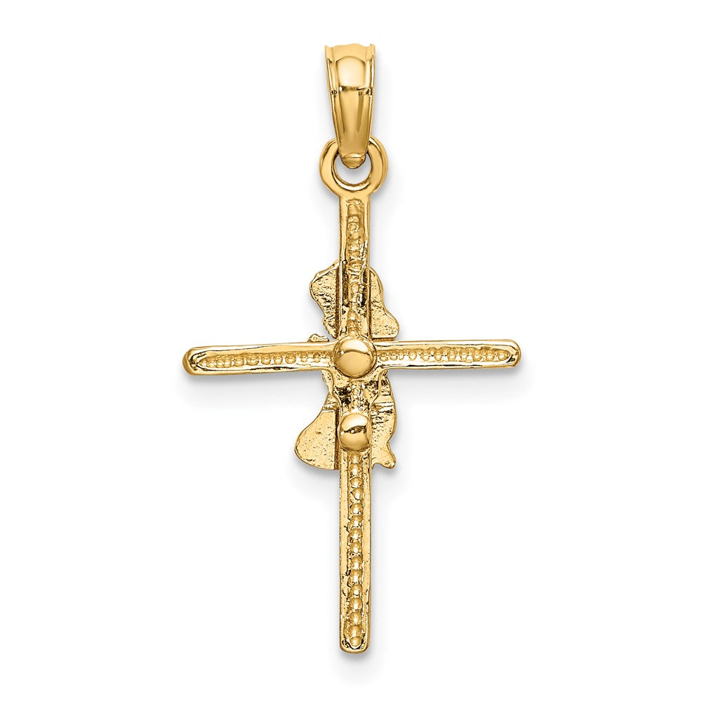 10K Gelbgold Betend Mädchen Kreuz Charm