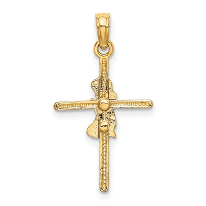 10K Gelbgold Betend Mädchen Kreuz Charm