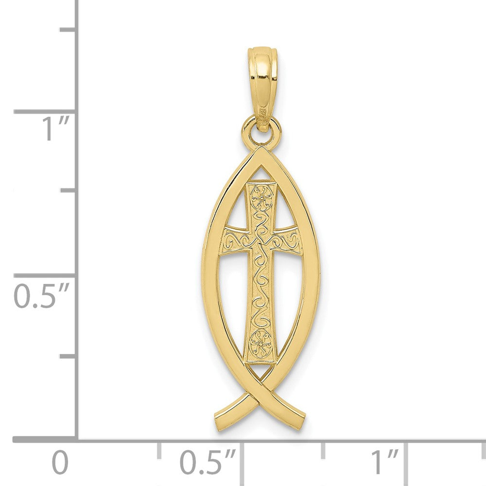10K Gelbgold Ichthus Fisch Anhänger