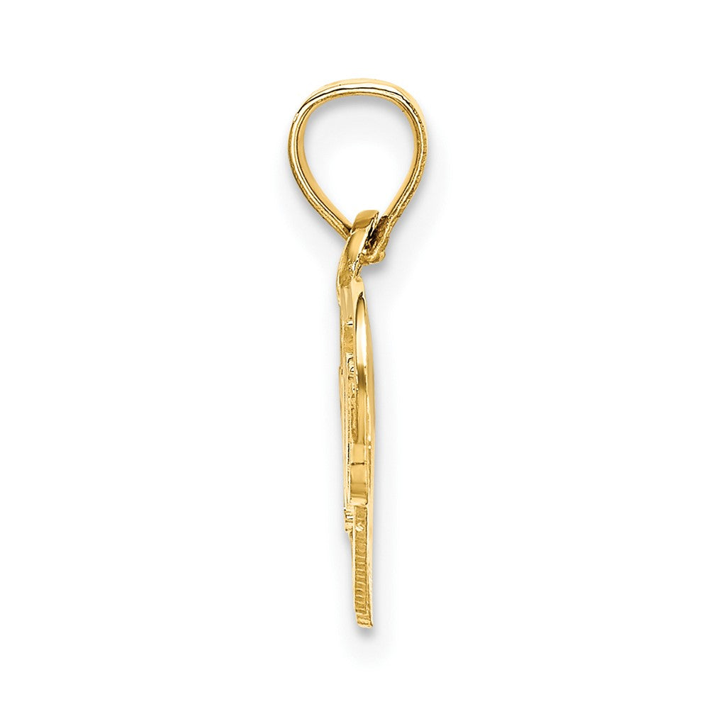 10K Gelbgold 10K Poliert /textured I Liebe You Doppelt Herz Anhänger