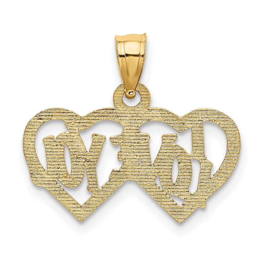 10K Gelbgold 10K Poliert /textured I Liebe You Doppelt Herz Anhänger