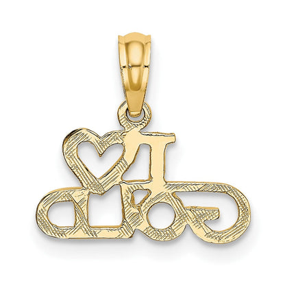 10K Gelbgold 10K Poliert / Strukturiert I Liebe Gold Charm