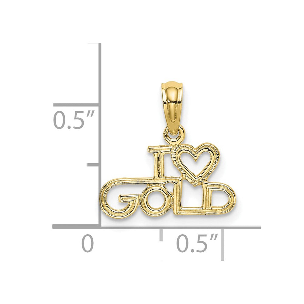 10K Gelbgold 10K Poliert / Strukturiert I Liebe Gold Charm