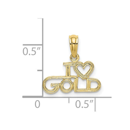 10K Gelbgold 10K Poliert / Strukturiert I Liebe Gold Charm