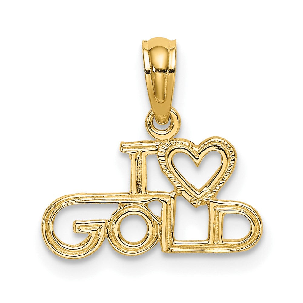 10K Gelbgold 10K Poliert / Strukturiert I Liebe Gold Charm