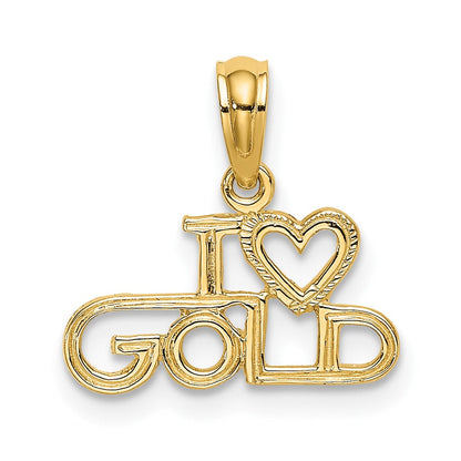 10K Gelbgold 10K Poliert / Strukturiert I Liebe Gold Charm