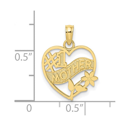 10K Gelbgold 10K #1 Mutter in Herz Rahmen Anhänger