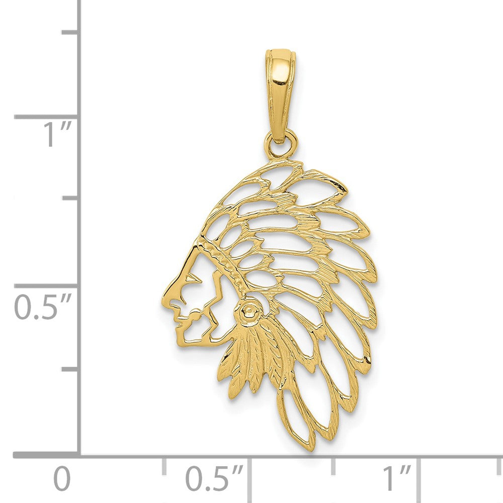 10K Gelbgold Headdress Profile Anhänger