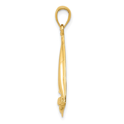 10K Gelbgold 10K 2-d Segelboot Anhänger