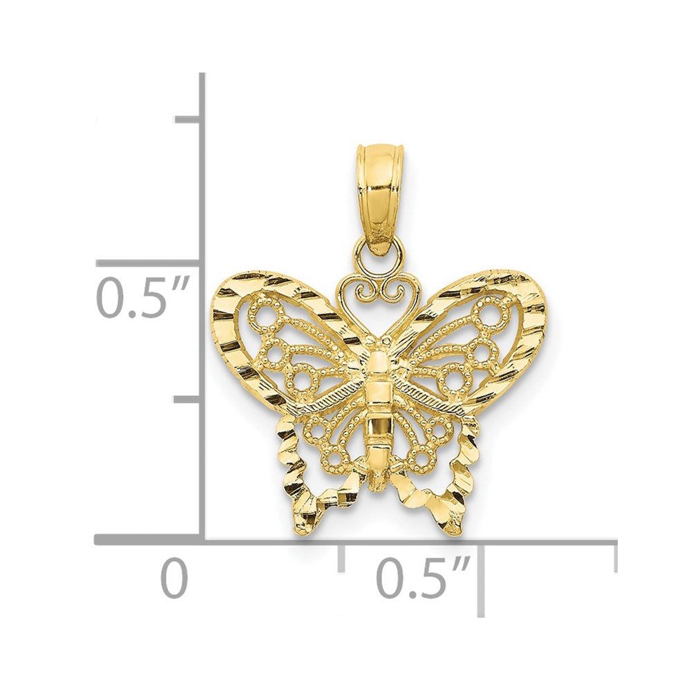 10K Gelbgold 10K Diamantiert Schmetterling Anhänger