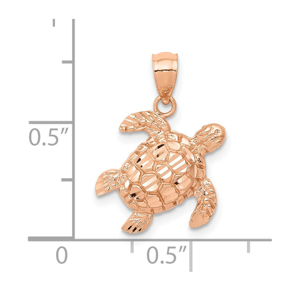 10K Roségold Diamantiert Schildkröte Anhänger