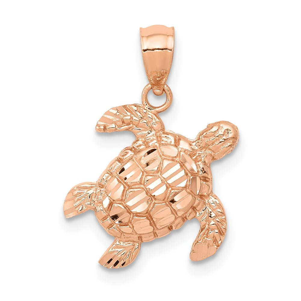 10K Roségold Diamantiert Schildkröte Anhänger
