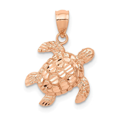 10K Roségold Diamantiert Schildkröte Anhänger