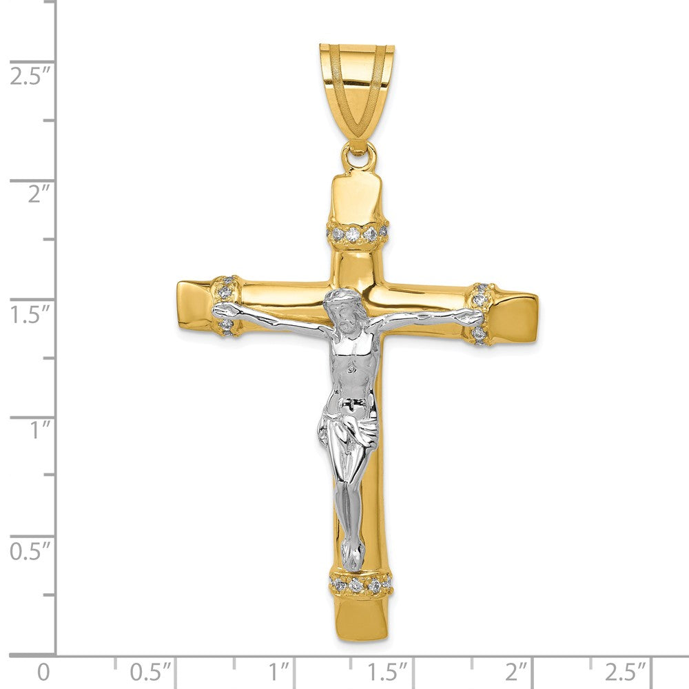 10K Bicolor Zirkonia Kruzifix Anhänger