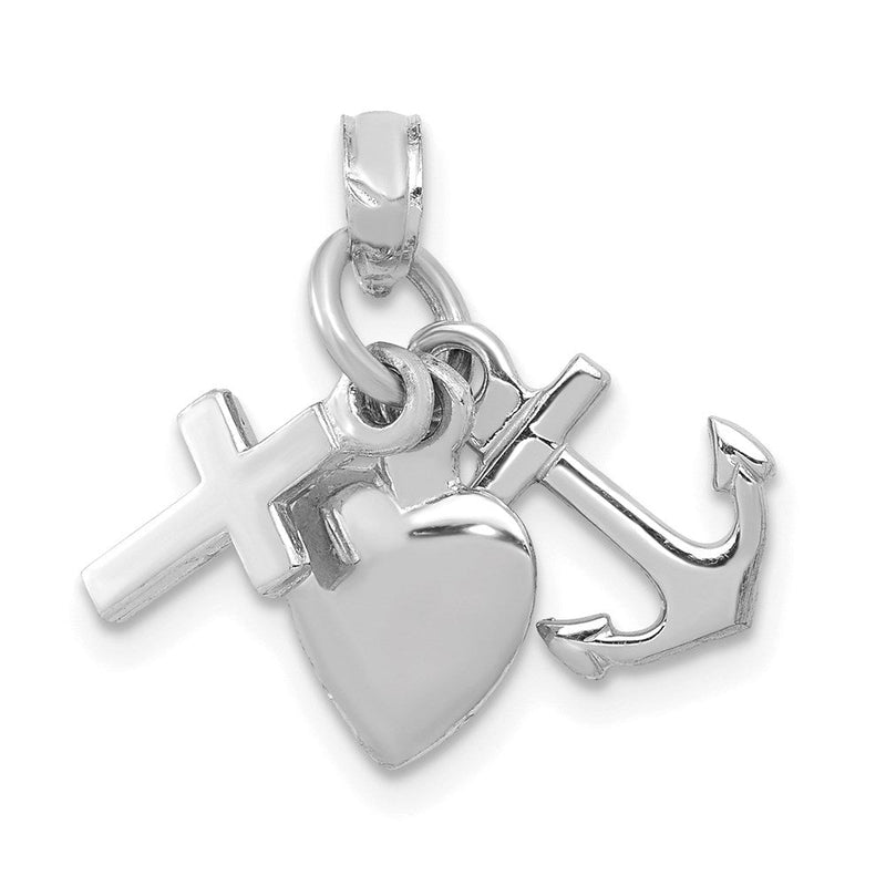 10K Weißgold 10K Glaube, Hoffnung und Charity Charm