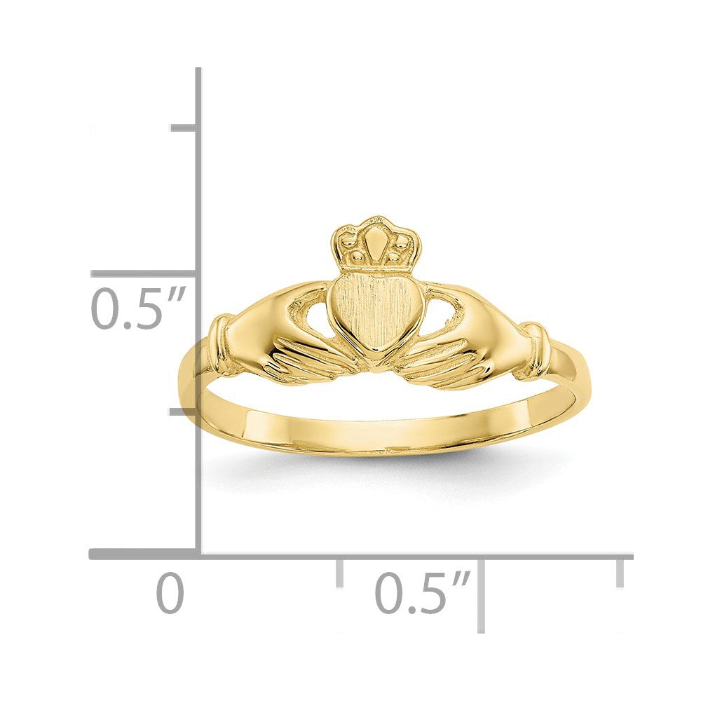 10K Gelbgold Poliert & Satiniert Claddagh Ring