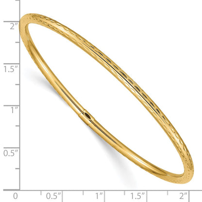 10K Gelbgold 3mm Diamantiert Röhre Schieber-on Armreif