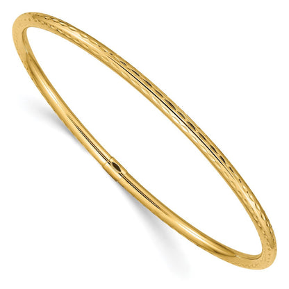 10K Gelbgold 3mm Diamantiert Röhre Schieber-on Armreif