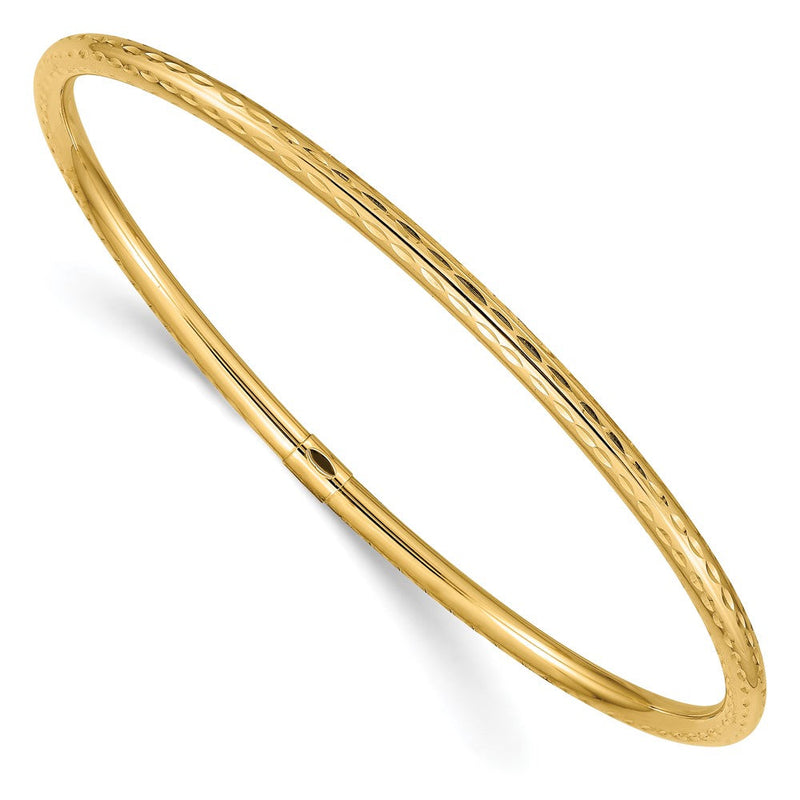 10K Gelbgold 3mm Diamantiert Röhre Schieber-on Armreif