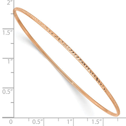 10K Roségold 1.5mm Diamantiert Schieber-on Armreif Armband
