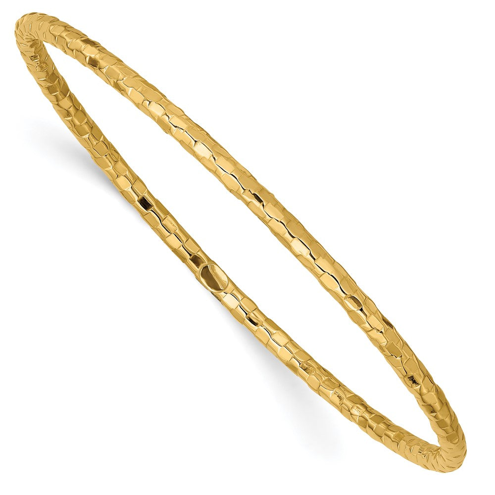 10K Gelbgold Poliert Strukturiert Schieber-on Armreif Armband