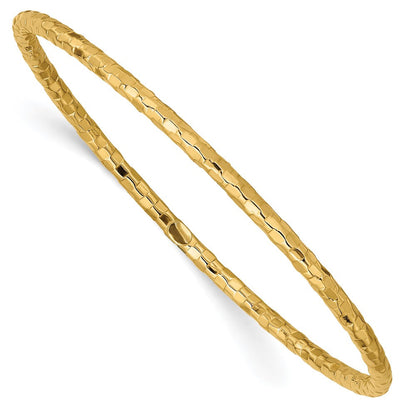 10K Gelbgold Poliert Strukturiert Schieber-on Armreif Armband