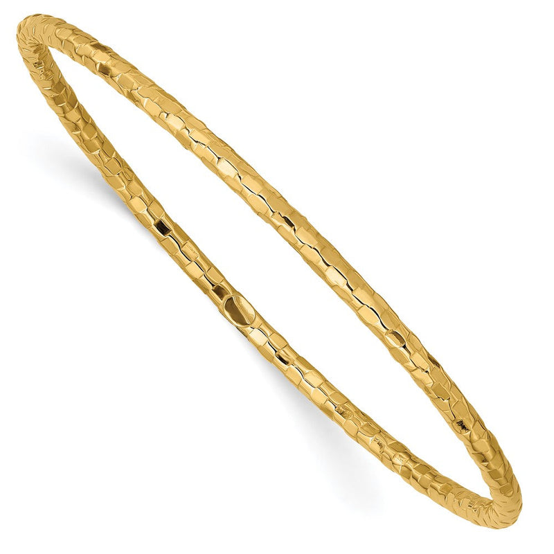 10K Gelbgold Poliert Strukturiert Schieber-on Armreif Armband