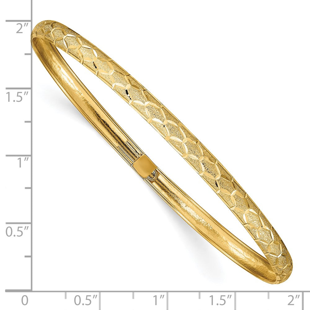 10K Gelbgold Hexagonal Design Diamantiert Flexibel Armreif