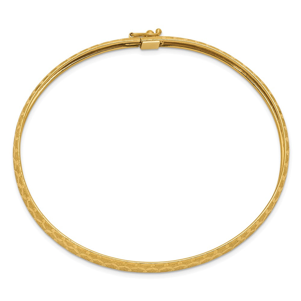 10K Gelbgold Hexagonal Design Diamantiert Flexibel Armreif