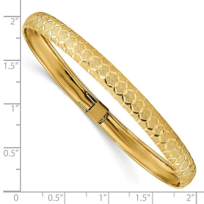 10K Gelbgold Hexagonal Design Diamantiert Flexibel Armreif