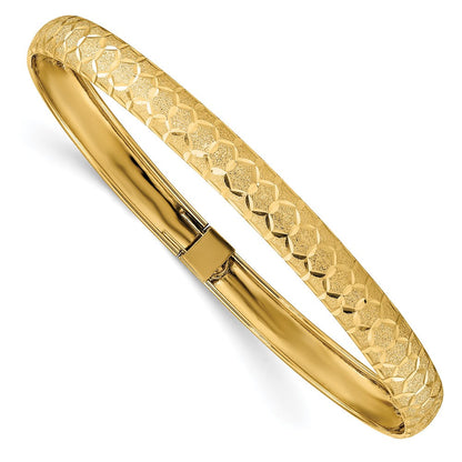 10K Gelbgold Hexagonal Design Diamantiert Flexibel Armreif