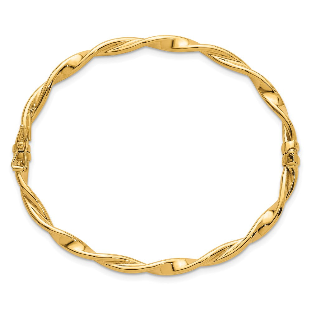 10K Gelbgold 10K Poliert und Gedreht 4.00mm Klappbar Armreif