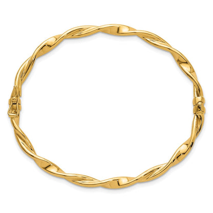 10K Gelbgold 10K Poliert und Gedreht 4.00mm Klappbar Armreif