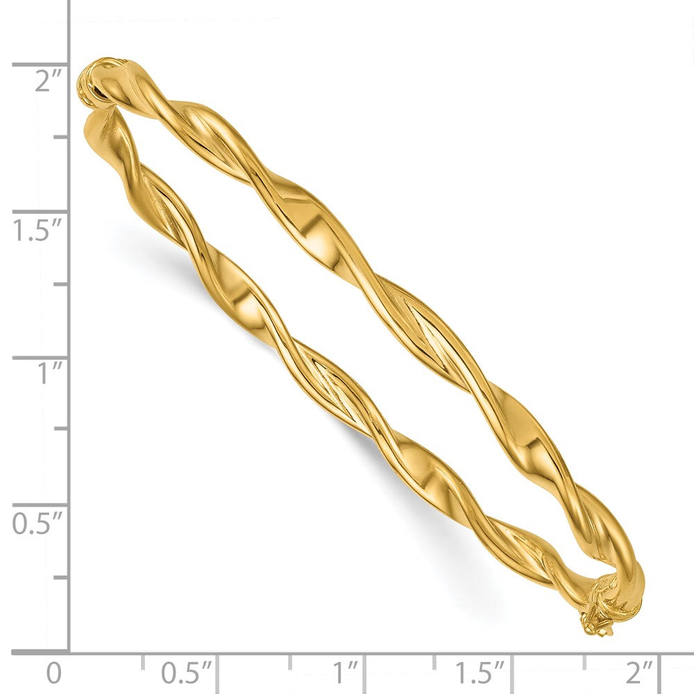 10K Gelbgold 10K Poliert und Gedreht 4.00mm Klappbar Armreif