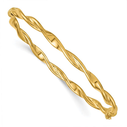 10K Gelbgold 10K Poliert und Gedreht 4.00mm Klappbar Armreif