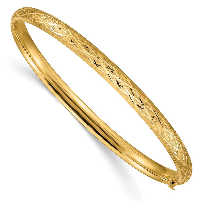 10K Gelbgold 3/16 Diamantiert Fantasie Klappbar Armreif Armband