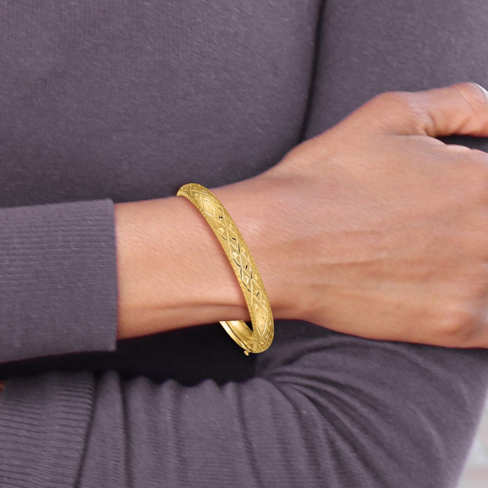 10K Gelbgold 5/16 Diamantiert Fantasie Klappbar Armreif Armband