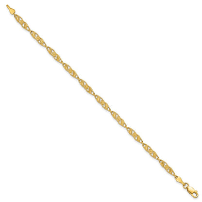 10K Gelbgold Massiv Poliert Offen Rückseite Blume & Blatt Armband