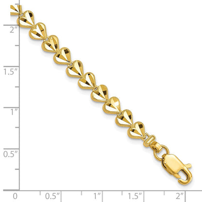 10K Gelbgold Herz Armband