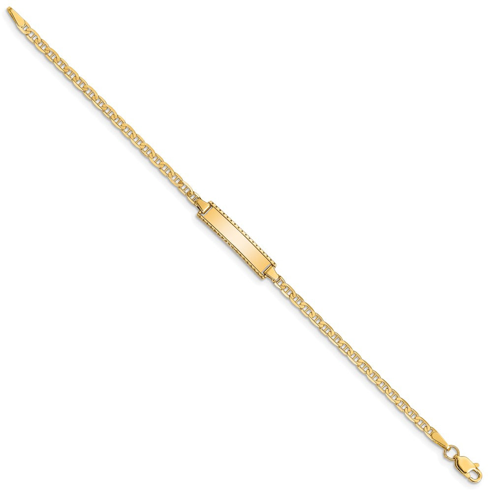 10K Gelbgold Flach Anker Glieder Id Armband