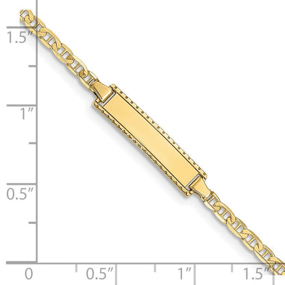 10K Gelbgold Flach Anker Glieder Id Armband