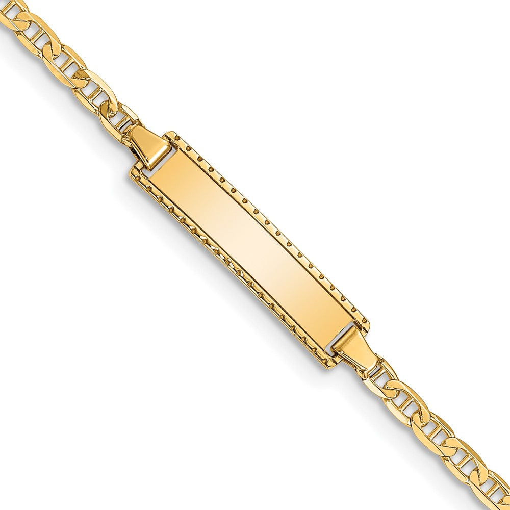 10K Gelbgold Flach Anker Glieder Id Armband